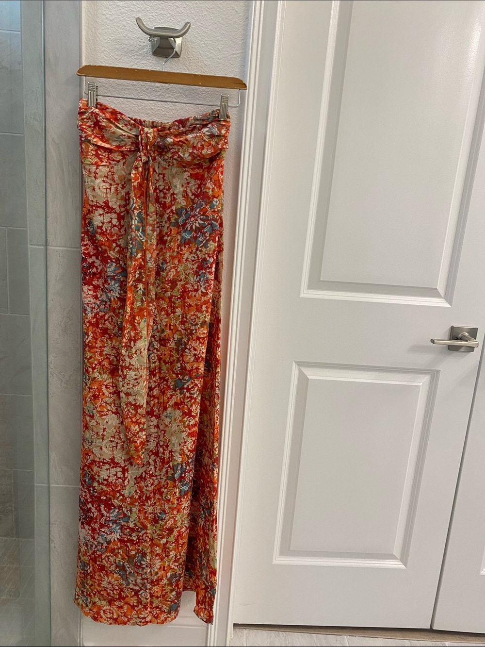 Xhilaration Orange Multi Strapless Maxi Dress